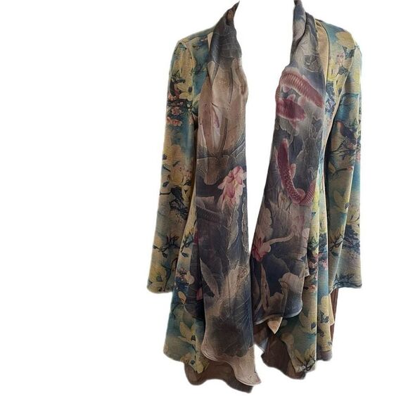 Soft Surroundings Womens Multicolor Floral Boho Open Cardigan Size S Long Sleeve - Picture 1 of 12